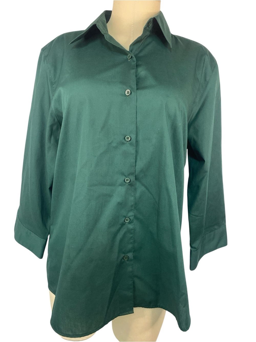 Foxcroft Forest Green Shaped Fit Button-Front Women's Shirt Size 16